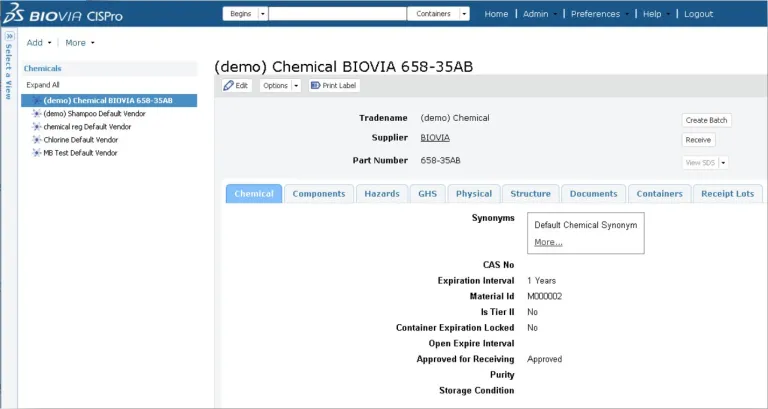 Química de BIOVIA CISPro > Dassault Systèmes
